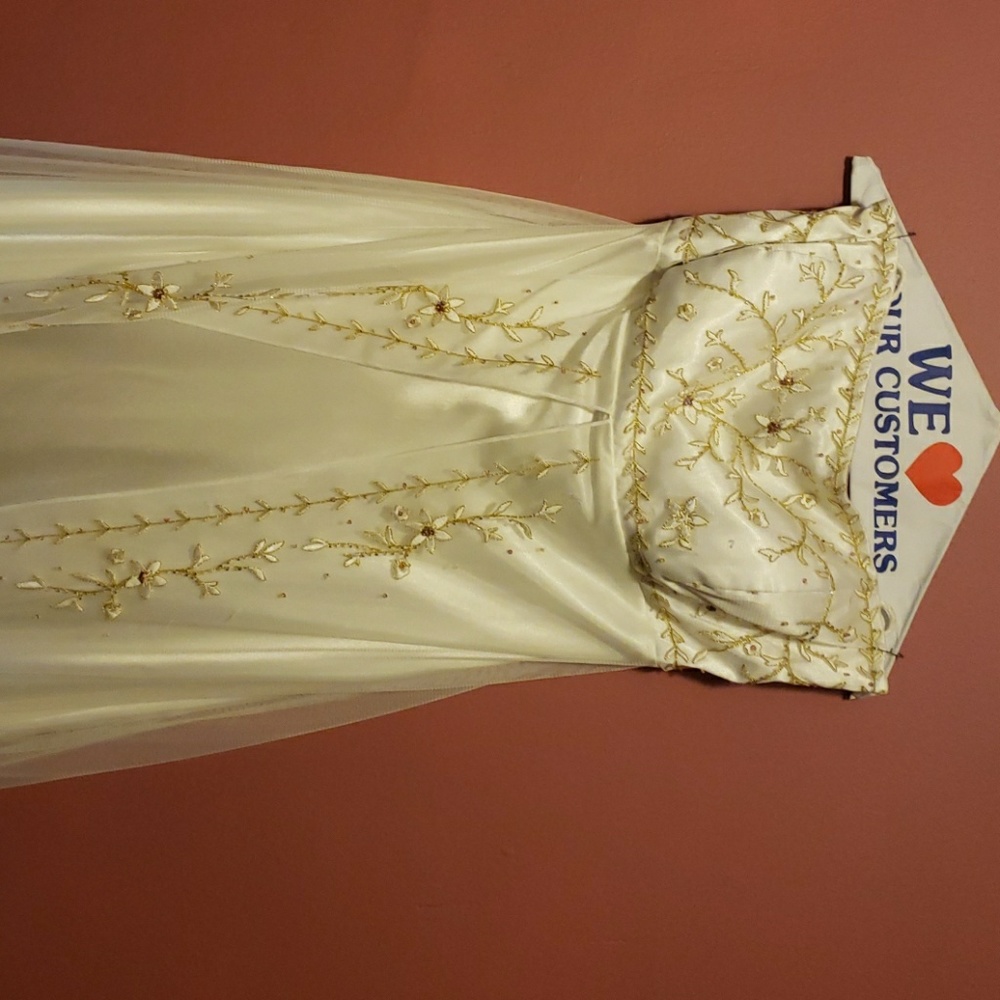 SALE Plus size night dress, bone white, gold.Prom